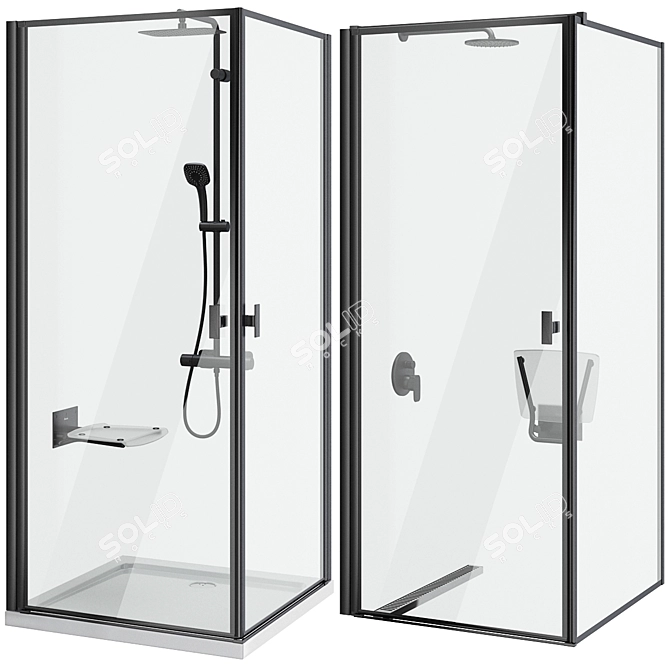 Radaway Nes 8 Black Shower Cabin Set 3D model image 2