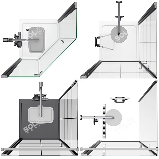 Radaway Nes 8 Black Shower Cabin Set 3D model image 5