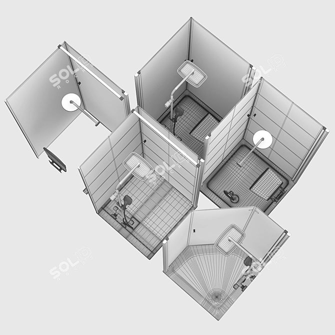 Radaway Nes 8 Black Shower Cabin Set 3D model image 7