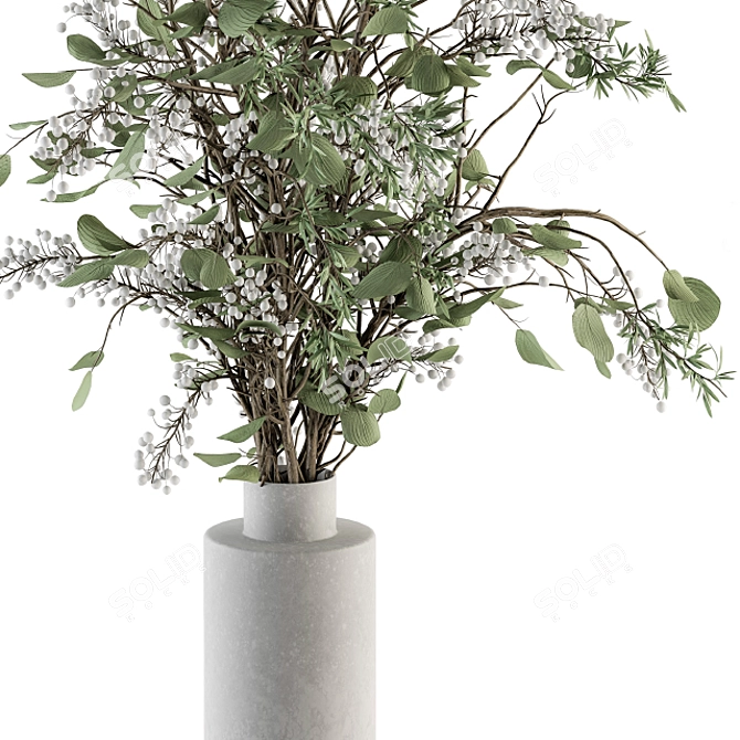 Green Branch Bouquet in Vase 3D model image 3