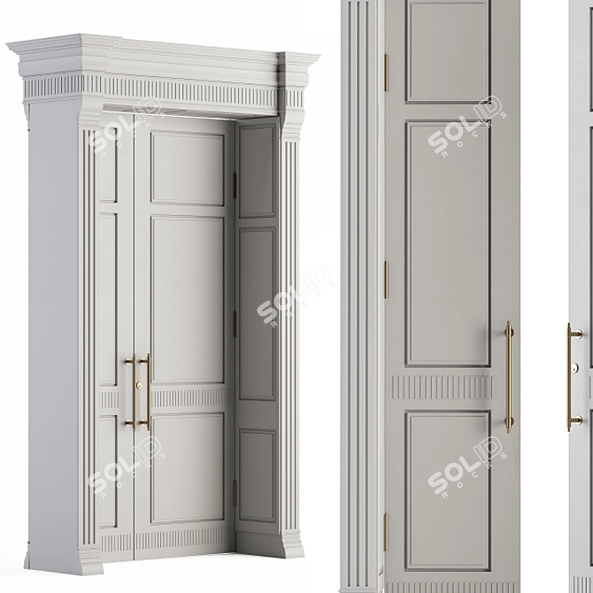 Elegant White Wooden Door 3D model image 2