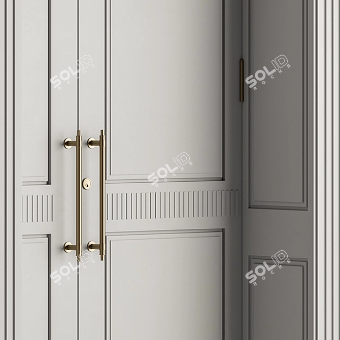 Elegant White Wooden Door 3D model image 3