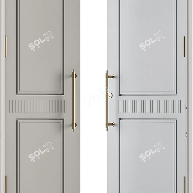 Elegant White Wooden Door 3D model image 4