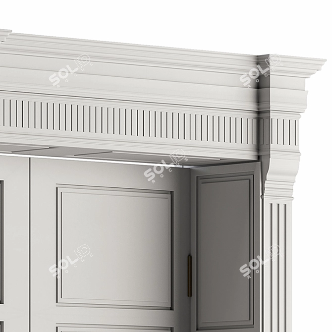 Elegant White Wooden Door 3D model image 5