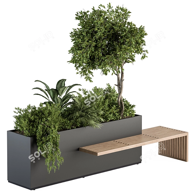 Urban Oasis: Plant Box Bench Set 3D model image 1