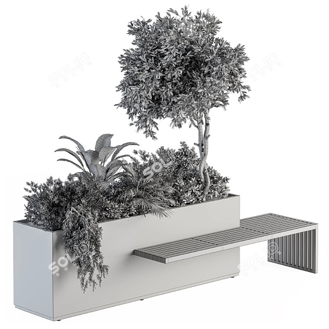 Urban Oasis: Plant Box Bench Set 3D model image 6