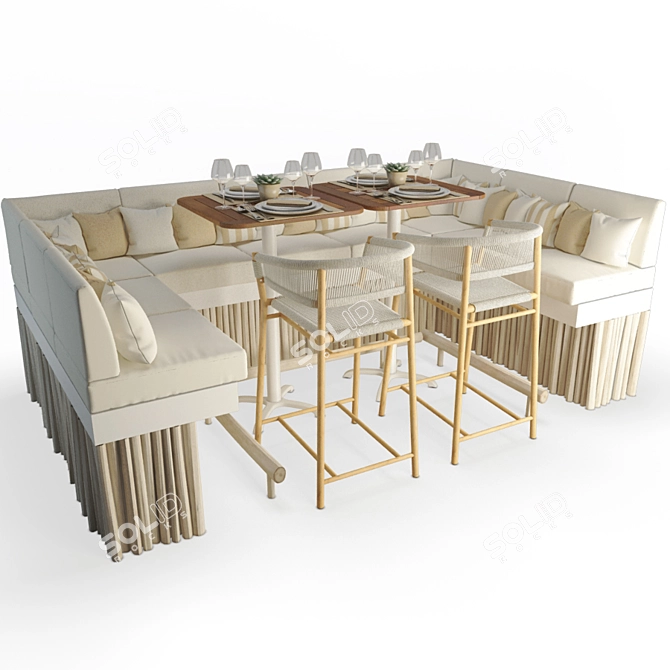 Elegant Wood Outdoor Set 3D model image 1