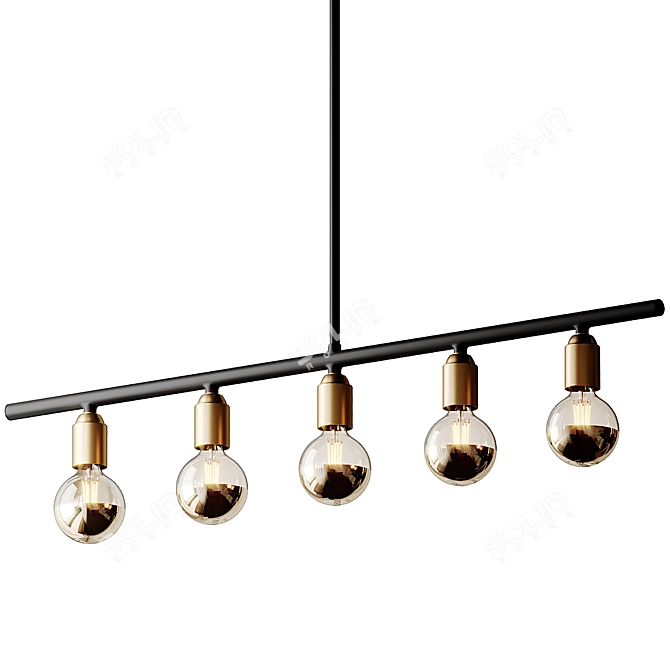 Industrial Black Brass Bar Light 3D model image 2