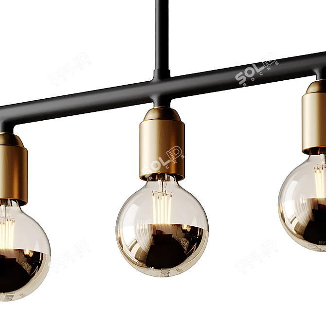 Industrial Black Brass Bar Light 3D model image 3