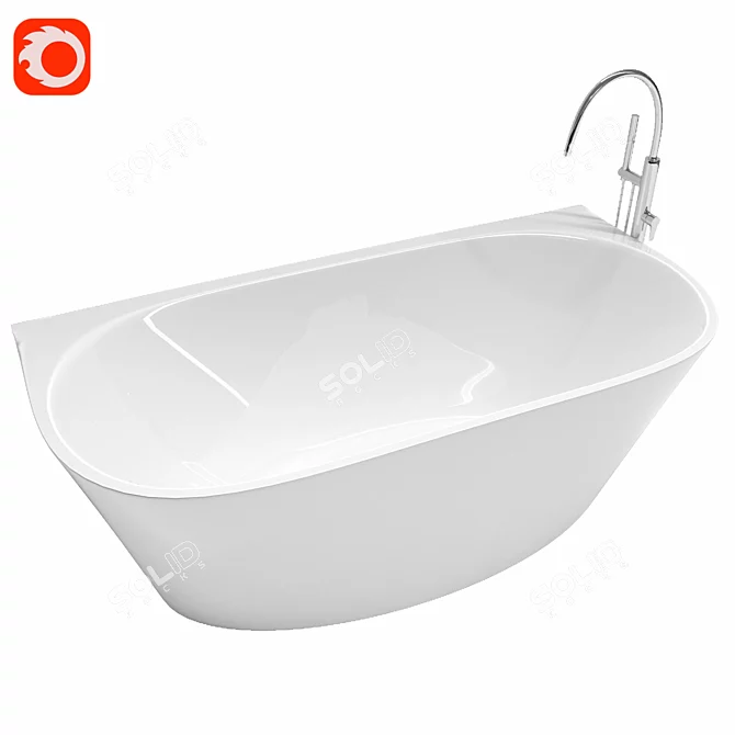 Elegant Gloss White Freestanding Bath 3D model image 1