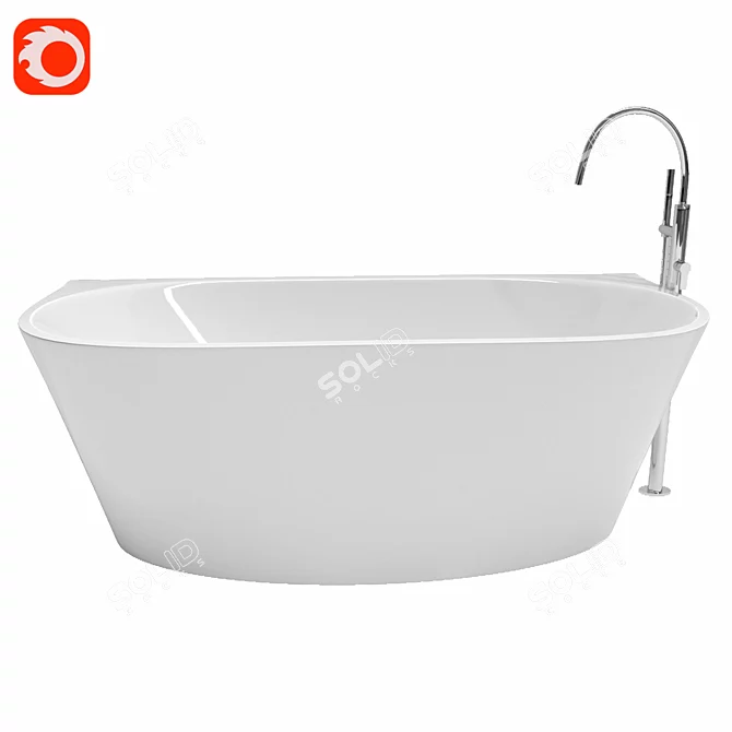 Elegant Gloss White Freestanding Bath 3D model image 2