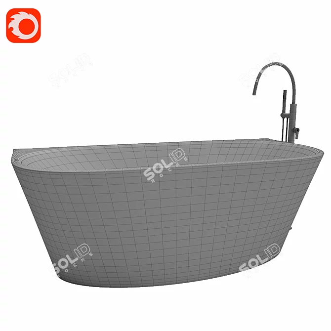 Elegant Gloss White Freestanding Bath 3D model image 3