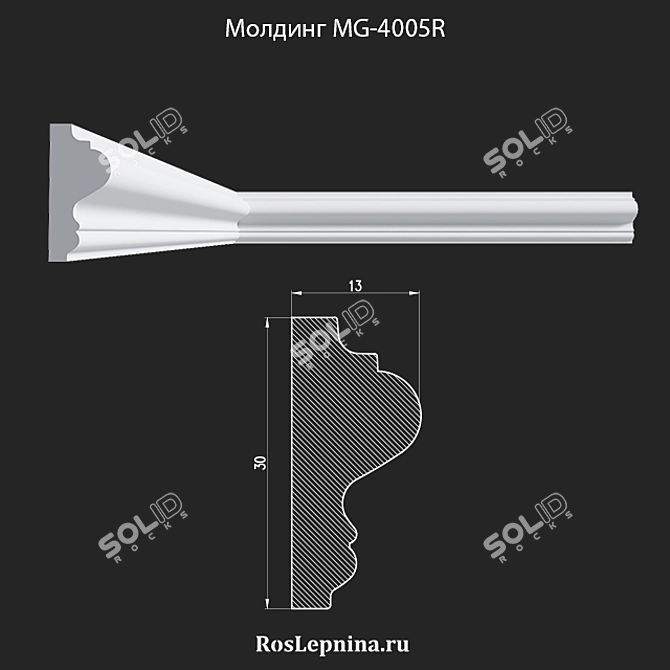 Elegant MG-4005R Gypsum Molding 3D model image 1