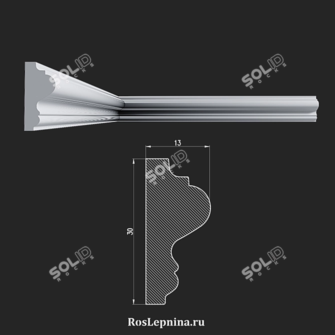 Elegant MG-4005R Gypsum Molding 3D model image 2