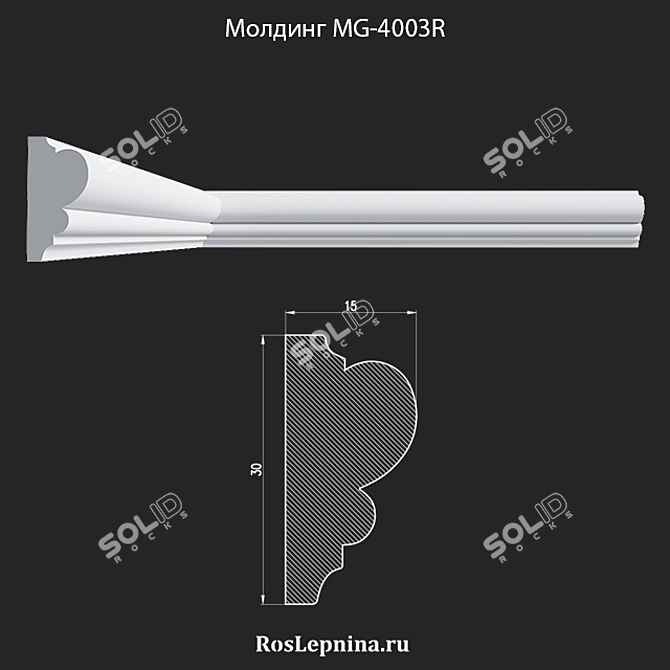 Elegant Gypsum Molding: MG-4003R 3D model image 1