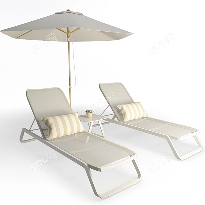 Marieta Metallic Sunbeds Set 3D model image 1