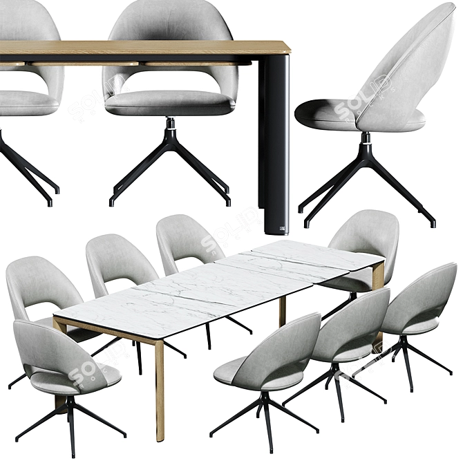 Rolf Benz 957 Roma S Furman: Stylish Table & Armchair 3D model image 1