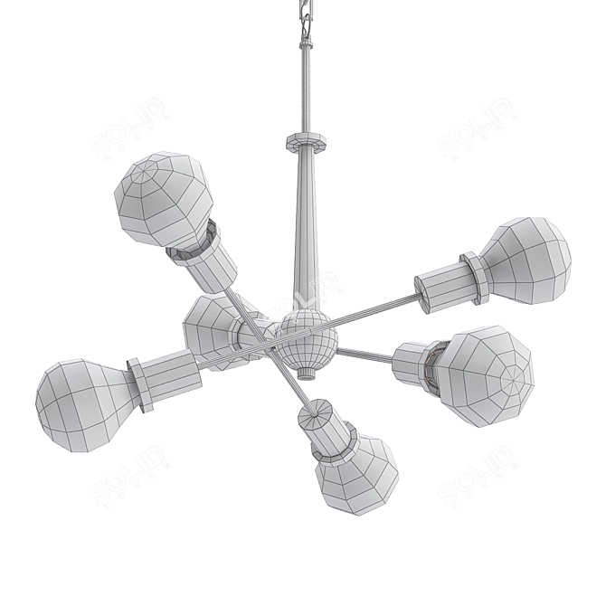 Sleek Twirled Batons Chandelier 3D model image 2