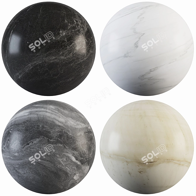 Marble Collection: Fantasy Gray, Elegant White, Cream & Black 3D model image 1