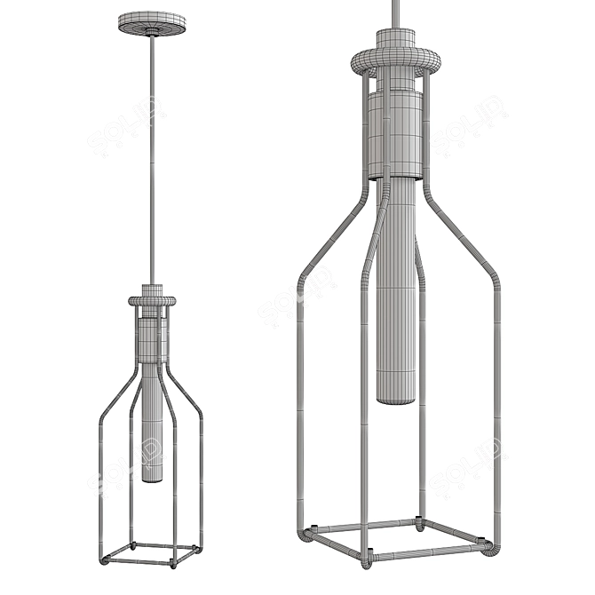 Modern Square Pendant Light - Colebrook 3D model image 2