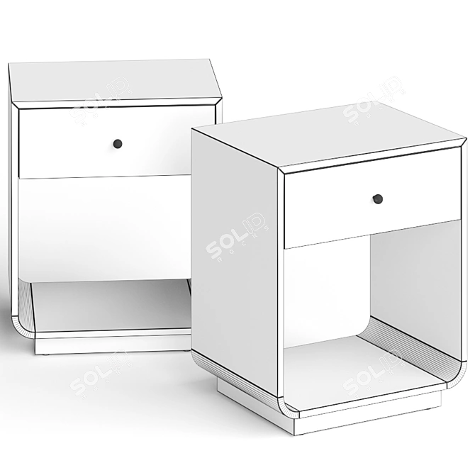 Sleek Bowed Nightstand: CB2's Lacquered Bedside 3D model image 2