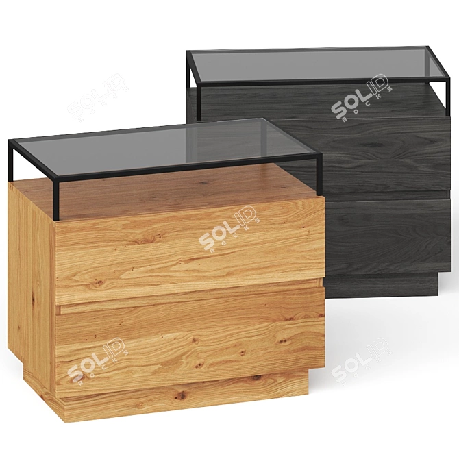 Sleek Glass Top Nightstand 3D model image 1