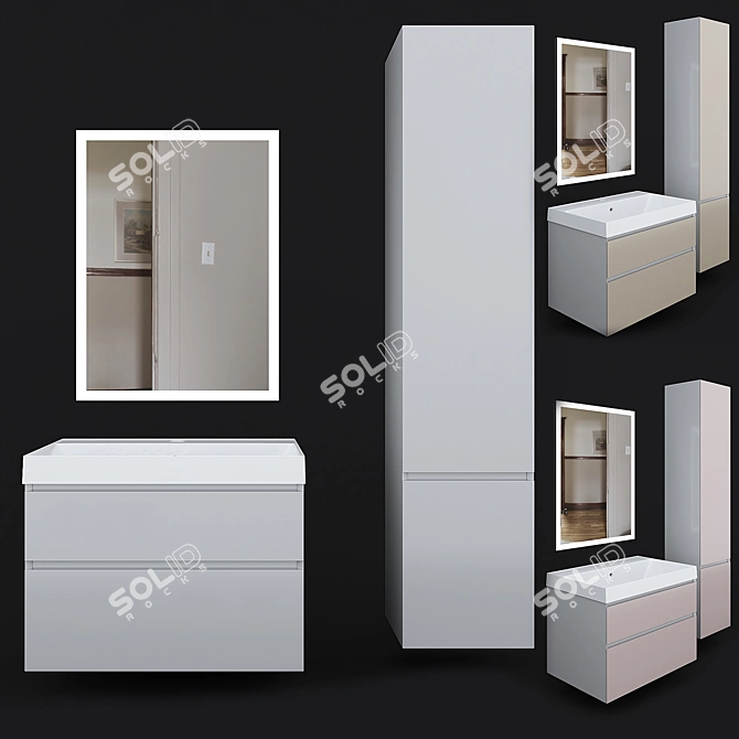 CUBO 70 Kerama Marazzi Cabinet with Sink 3D model image 1