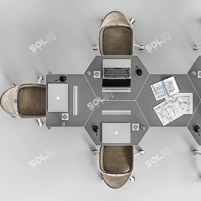 Modern Conference Table 21 3D model image 5