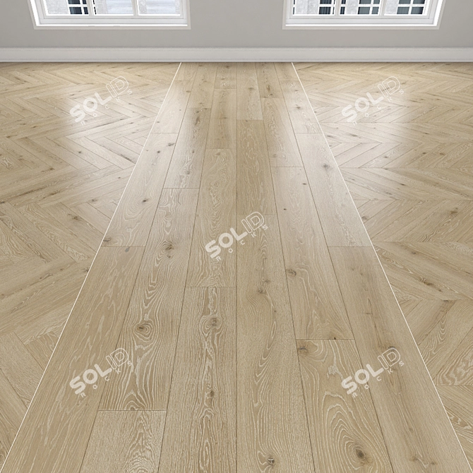 Oak Parquet: Herringbone, Linear, Chevron 3D model image 1