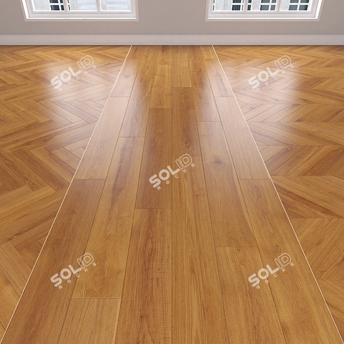 Oak Parquet: Herringbone, Linear, Chevron 3D model image 1