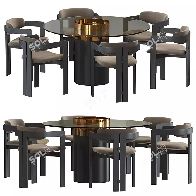 Modern Gallotti & Radice Haumea T Dining Table 3D model image 1