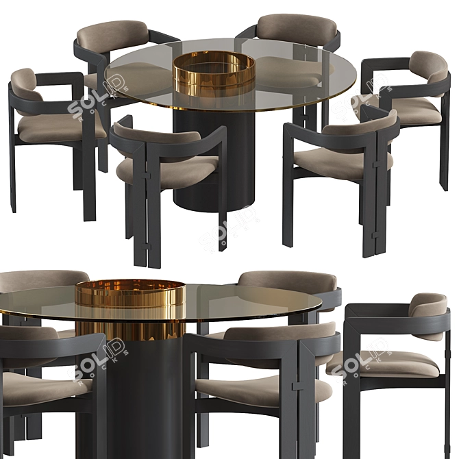 Modern Gallotti & Radice Haumea T Dining Table 3D model image 2