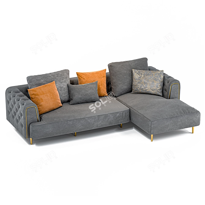 Modern L-Shaped Sigrid Sofa 3D model image 2