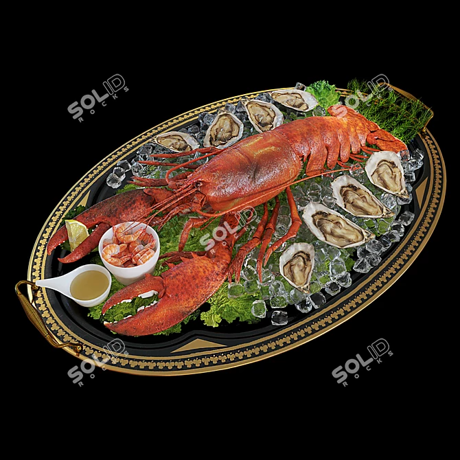 Luxurious Lobster Platter 3D model image 1