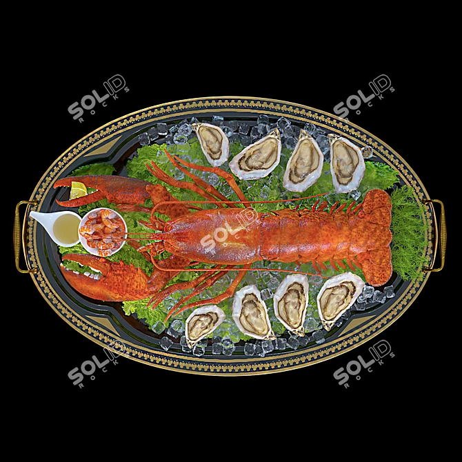 Luxurious Lobster Platter 3D model image 3