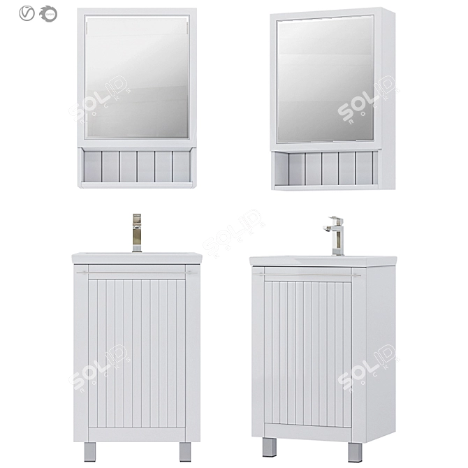 Modern White Milardo Amur Bathroom Cabinet 3D model image 1