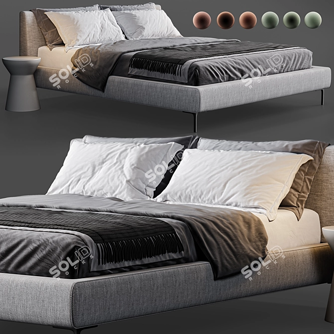 Stylish B&B Italy Charles Bed 3D model image 1