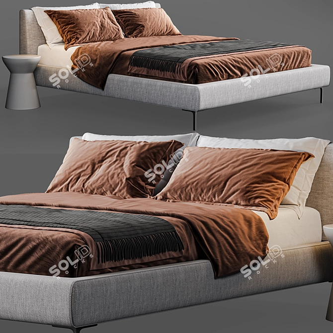 Stylish B&B Italy Charles Bed 3D model image 3