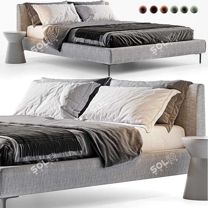 Stylish B&B Italy Charles Bed 3D model image 8