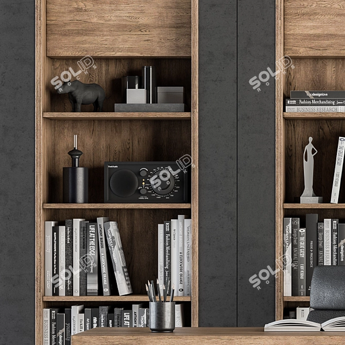Executive Office Desk with Built-in Library 3D model image 8