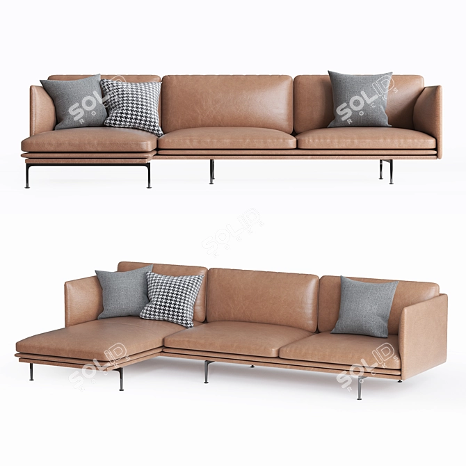 Modern Scandinavian Chaise Lounge 3D model image 1