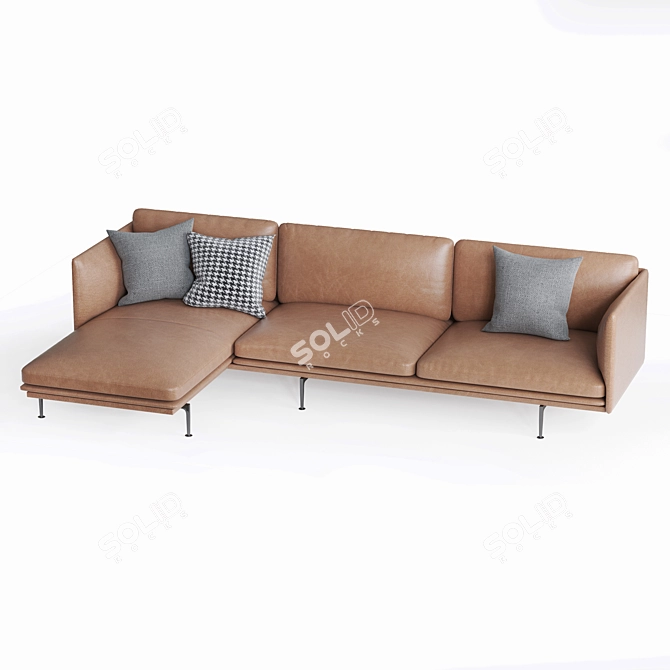 Modern Scandinavian Chaise Lounge 3D model image 2