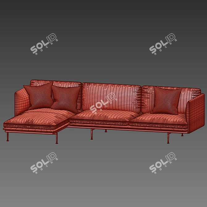 Modern Scandinavian Chaise Lounge 3D model image 3