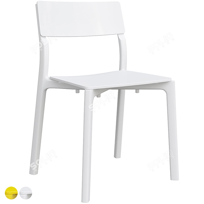 Modern White Janinge Chair - Stylish and Versatile 3D model image 2