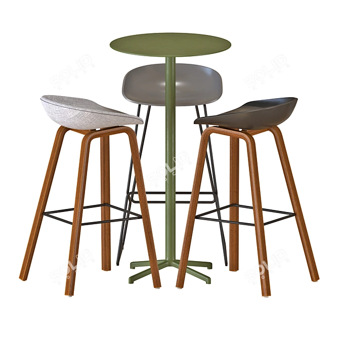 Modern Hay Table and Chair Set 3D model image 1