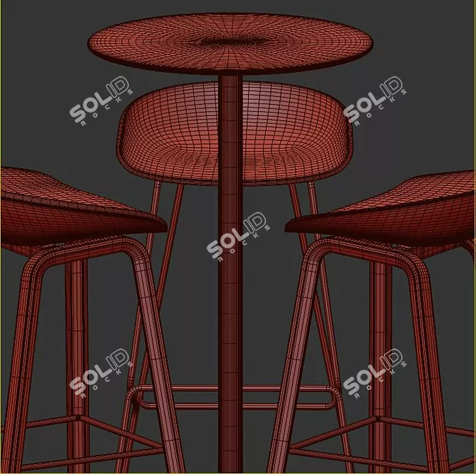 Modern Hay Table and Chair Set 3D model image 6