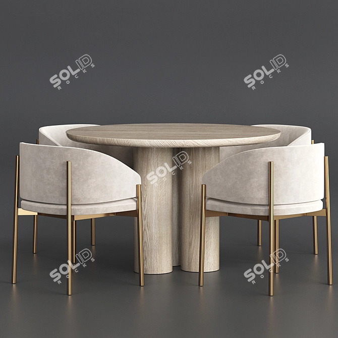 Frank Anya Travertine Dining Table: Elegant French-inspired design for stylish dining 3D model image 3