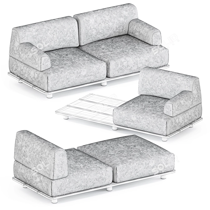 Modern and Stylish Palco Sofa Set 3D model image 4