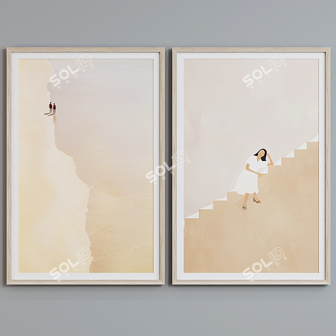 Modern Frame Set: 2 Minimalist Frames with 5 Material Options 3D model image 2