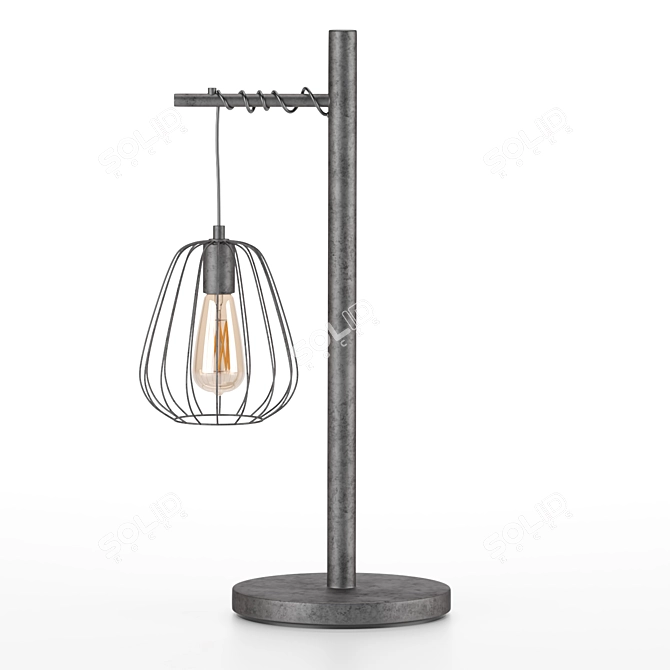 Industrial Metal Table Lamp with Twisted Wire Shade 3D model image 1